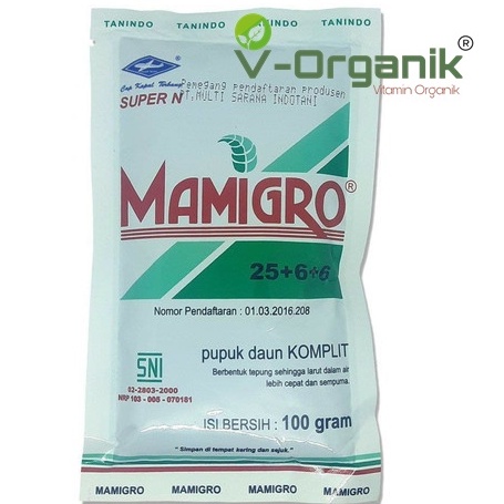 Pupuk Daun MAMIGRO HIJAU SUPER N 25-6-6  kemasan 50g