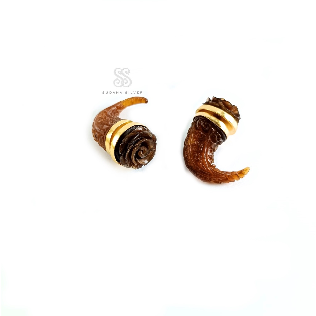 Anting Subeng Perak Mawar Ukir Brown Gold Plated Handmade Bali