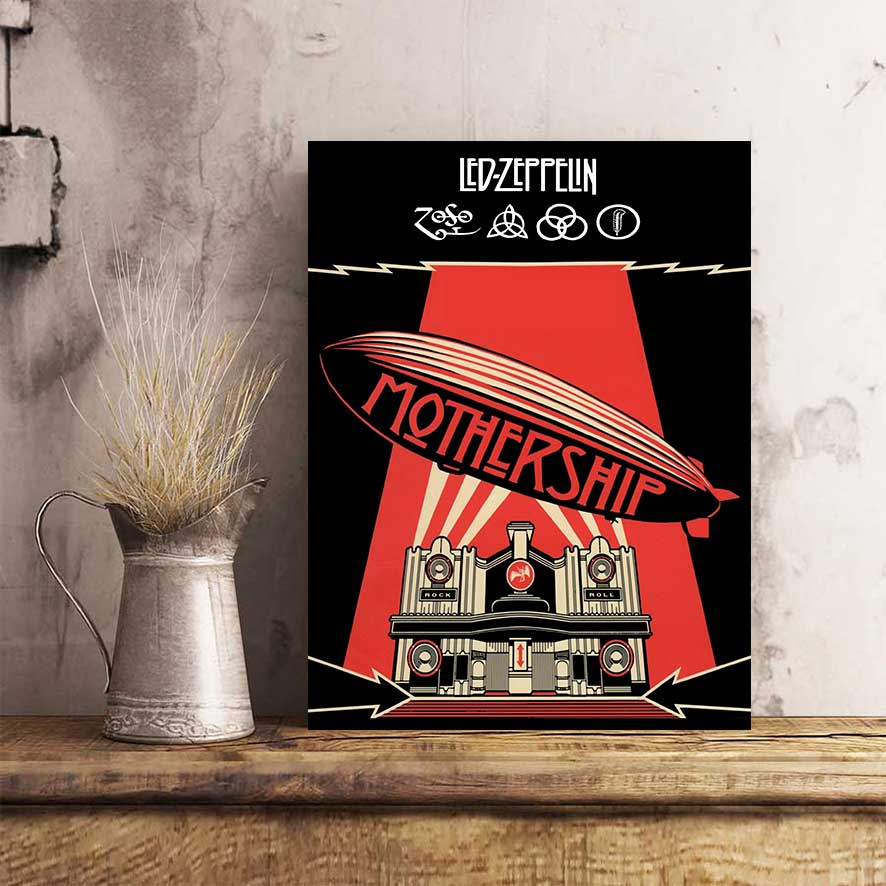 Poster LED ZEPPELIN Hiasan Dinding Poster Kayu Walldecor Pajangan