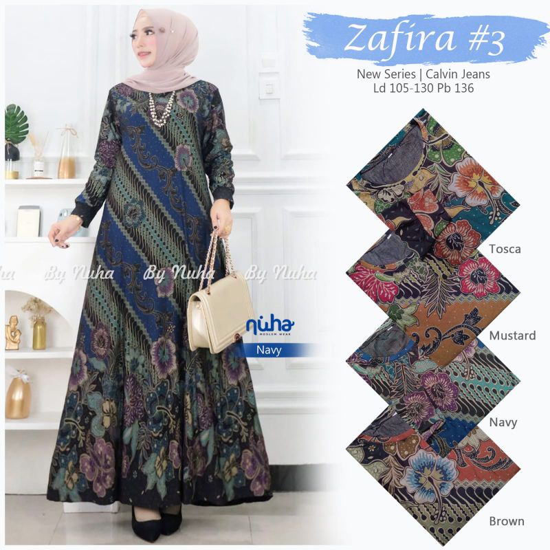 Gamis batik Jumbo Calvin Jeans Zafira #3 Dress Ori by Nuha