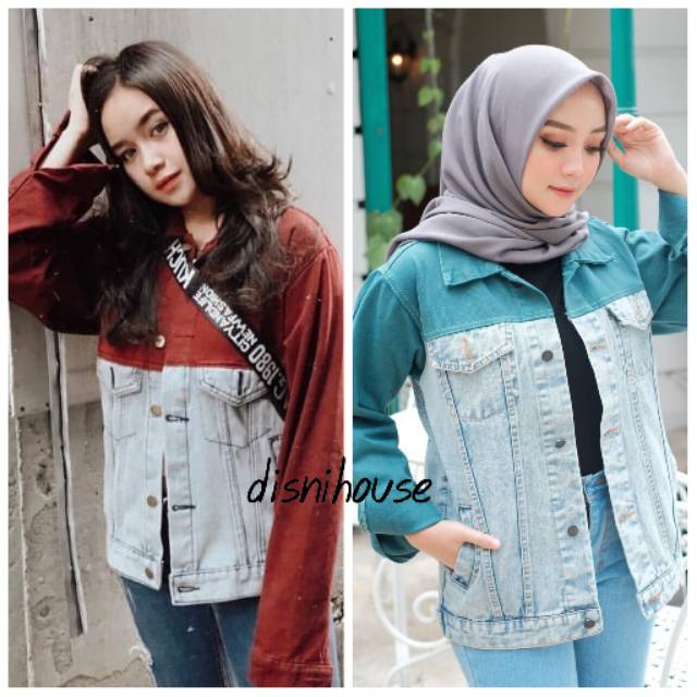 jaket jeans two tone