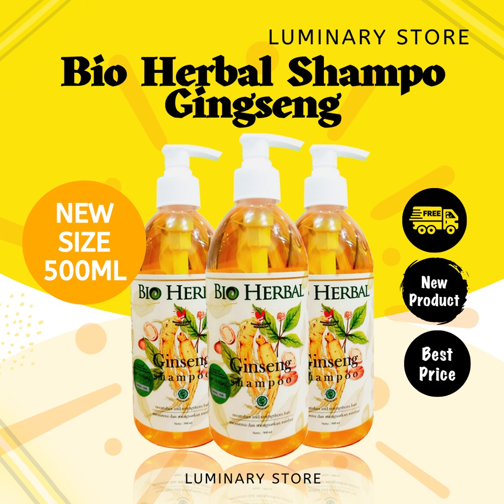 Bio herbal Sampo Ginseng Perawatan Kecantikan Rambut Lembut Lebat &amp; Hitam New Size - 500ml Original BPOM