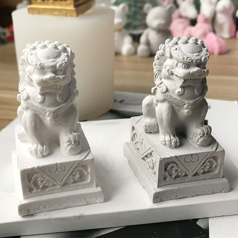 SIY  Stone Lion Sentinel Animal Statue Resin Mold Wax Soap  Polymer Clay Fondant Silicone Molds Art Craft Jewelry Making Tool