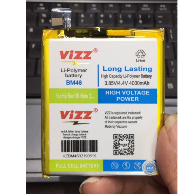 VIZZ BATERAI XIAOMI REDMI NOTE 3 BM46 ORIGINAL