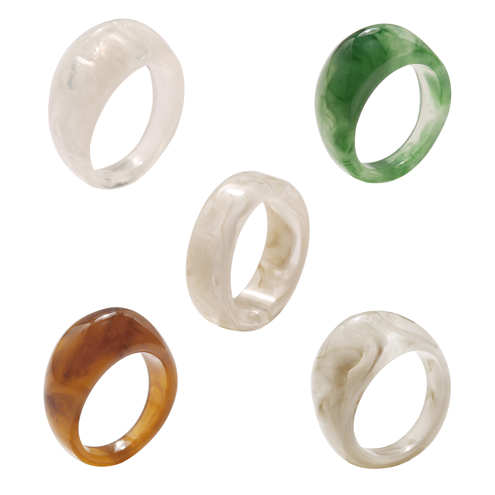 Simple Ins Fashion Transparent Acrylic Ring Simple Multicolor Rings Jewelry Accessories Gift