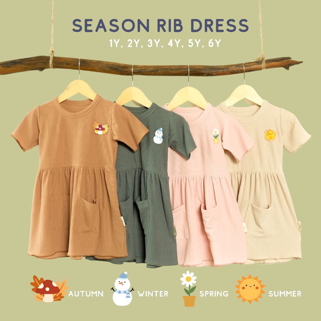 PROMO SEASON RIB DRESS DRESS ANAK PEREMPUAN FASHION ANAK PEREMPUAN 1-6 TAHUN