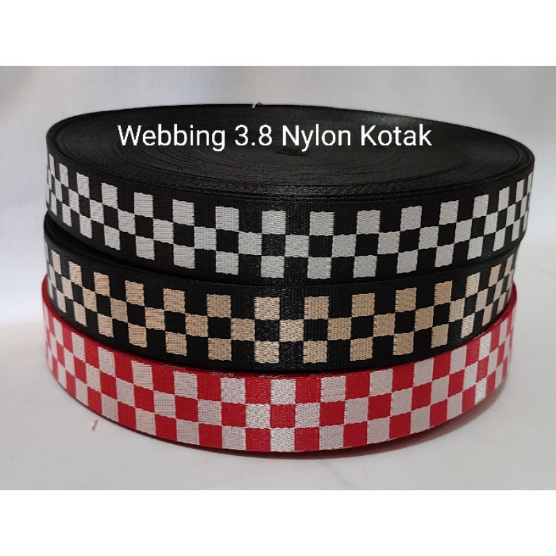 Webbing 3.8 Nylon kotak ketebalan 1.2mm (meteran)