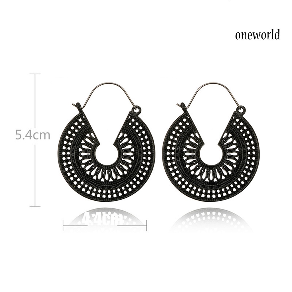 OW# 1 Pair Earrings Vintage Multi-shape Alloy Delicate Carved Ear Hook for Banquet