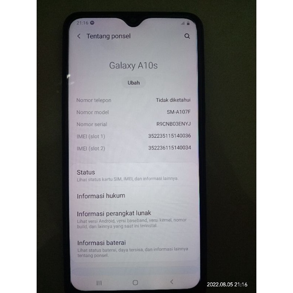 HP SECOND SAMSUNG A10s 2/32GB
