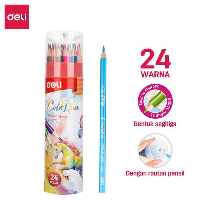 

TERMURAH Deli EC00327 Pensil Warna 24 Warna dengan Bonus Rautan Pensil Baru