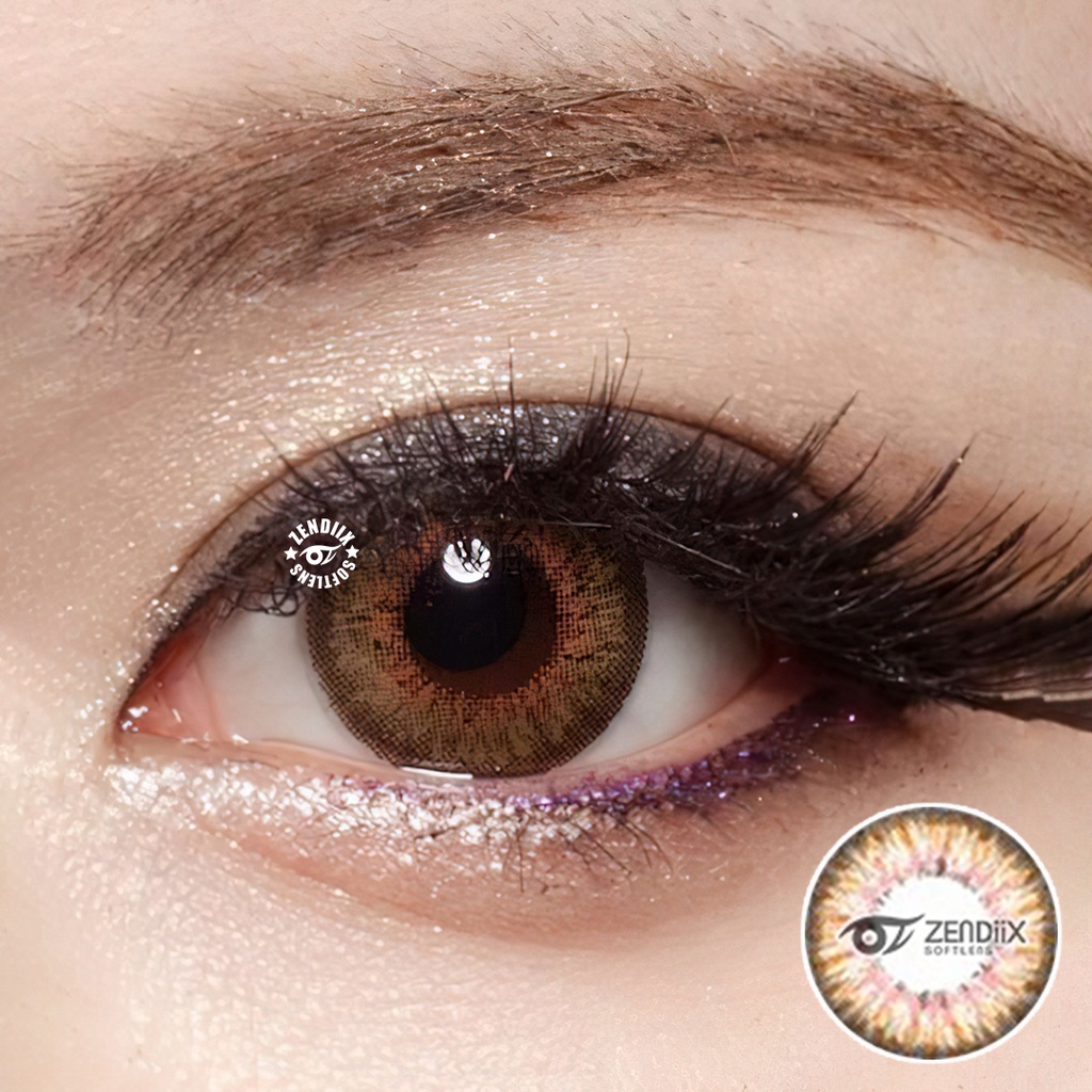 Softlens PUFFY warna BROWN 21.8mm Normal beda Minus