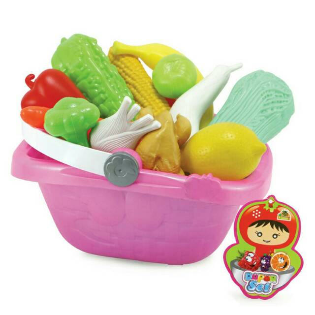Mainan Keranjang sayur sayuran belajar memasak keranjang belanja sayur mayur lauk pauk