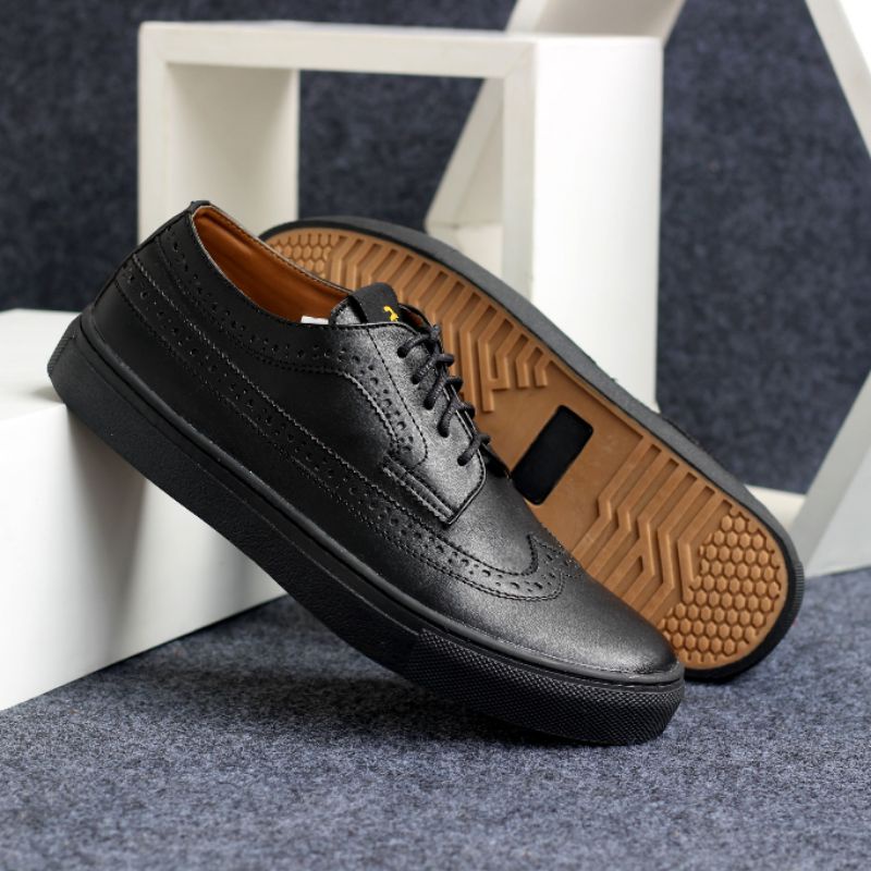 Xshoesbdg.id x Wingtif Sepatu Formal Casual Pria Pantofel Hitam Pria Kulit Sintetis Santai Kerja Kuliah Kantor