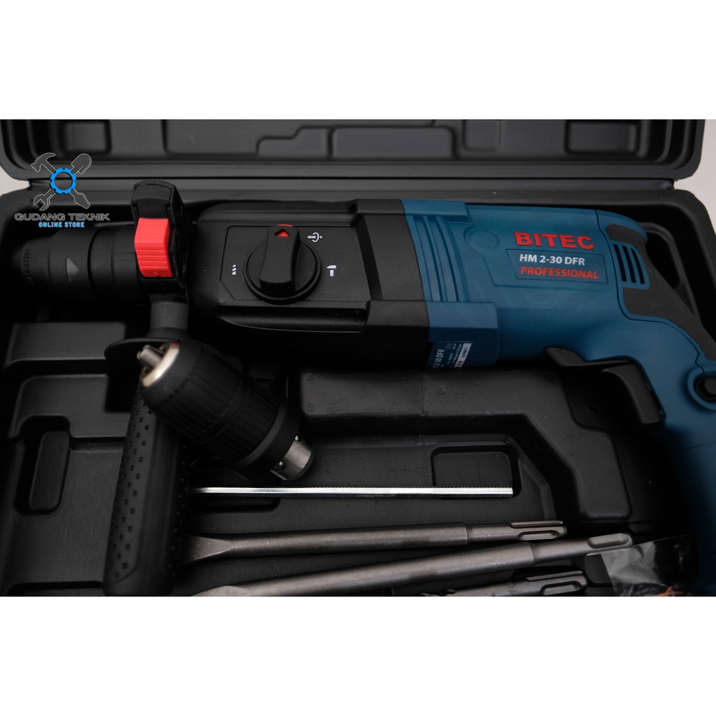 Mesin Bor Beton Bobok Tembok BITEC HM 2-30 DFR - Impact Drill Rotary Hammer SDS Plus