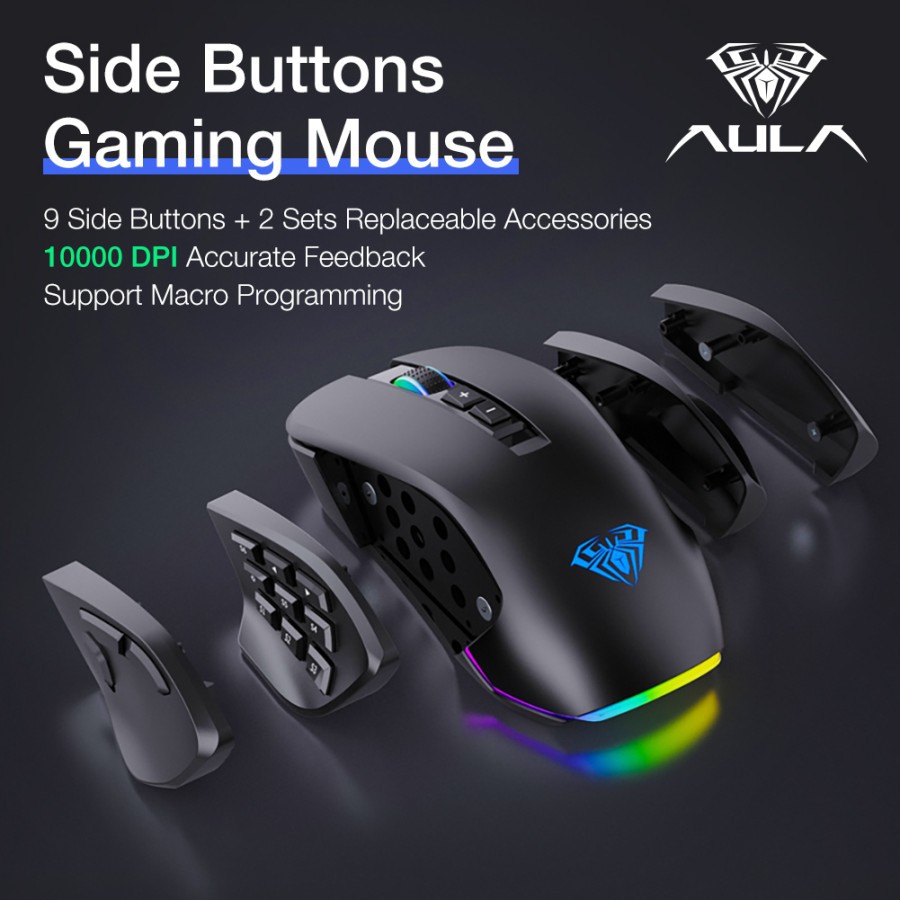 Mouse Gaming Slide Button AULA H-510 Magnetic RGB 2 Sets Accessories