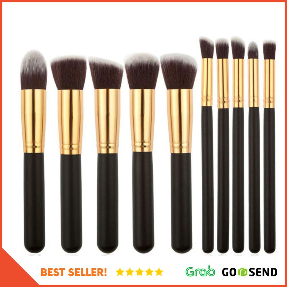 Kuas Make Up Wajah 10 PCS - Black Gold