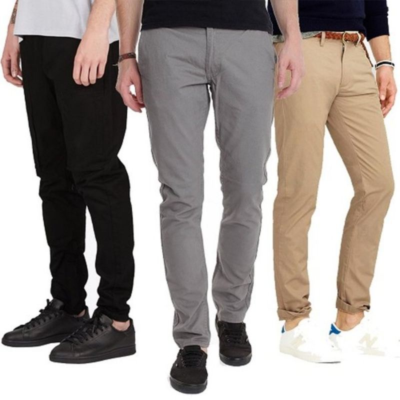 Celana panjang Chino pria kasual/ Chino polos slim fit