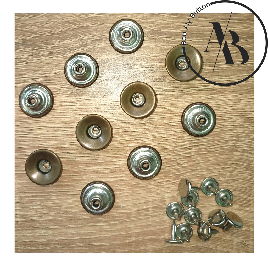 KANCING JEANS PATEN BOLONG CEKUNG 17 MM ANTIK BRAS PER 12 PCS BC 17 AB