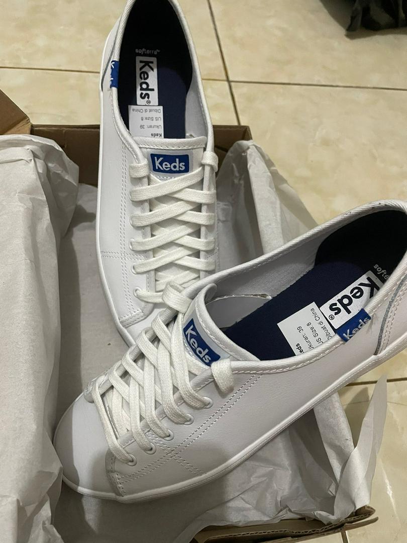 Keds Sepatu Wanita Kickstart Retro Court Leather White - Blue Wh57559