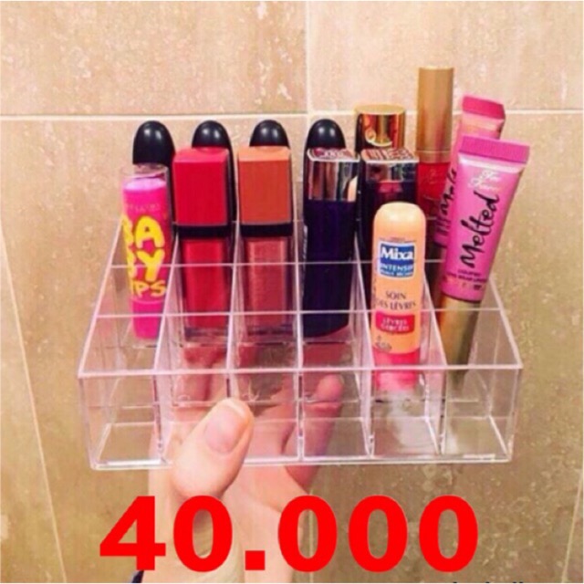 24 Slots Arcylic Akrilik Tempat Lipstick Lipstik Organizer Penyimpanan Murah Kotak Acrylic Ready Stock