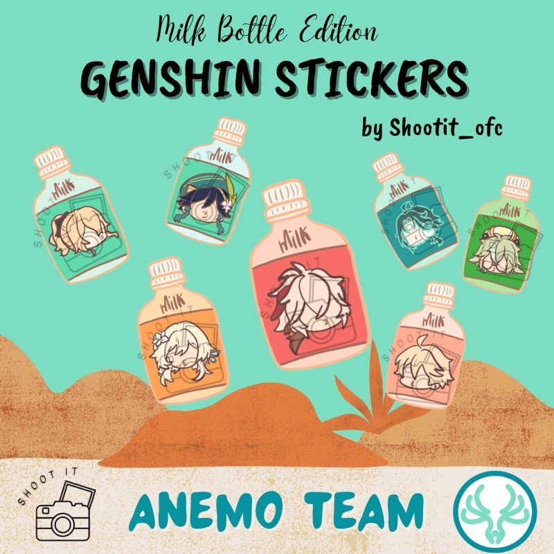 

Shoot It - Genshin Impact Stickers ( Stiker ) Anemo Jean Aether Lumine Venti Kazuha Xiao Sucrose