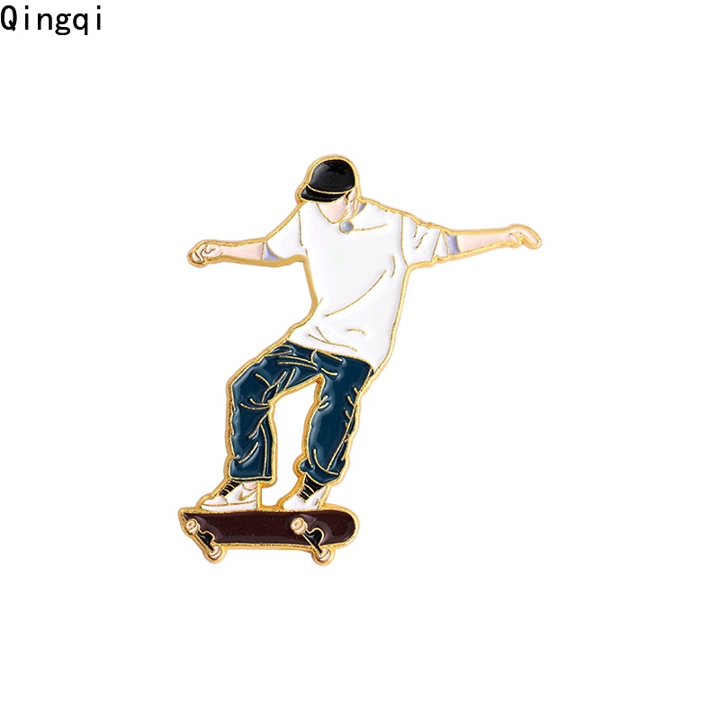 Bros Pin Enamel Desain Kartun Skateboard Boy Untuk Hadiah
