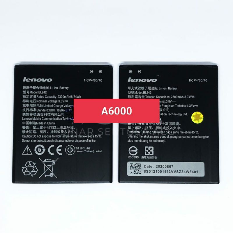 BATERAI LENOVO A6000/A6000+/A6010/A6020/A6600 BL 242