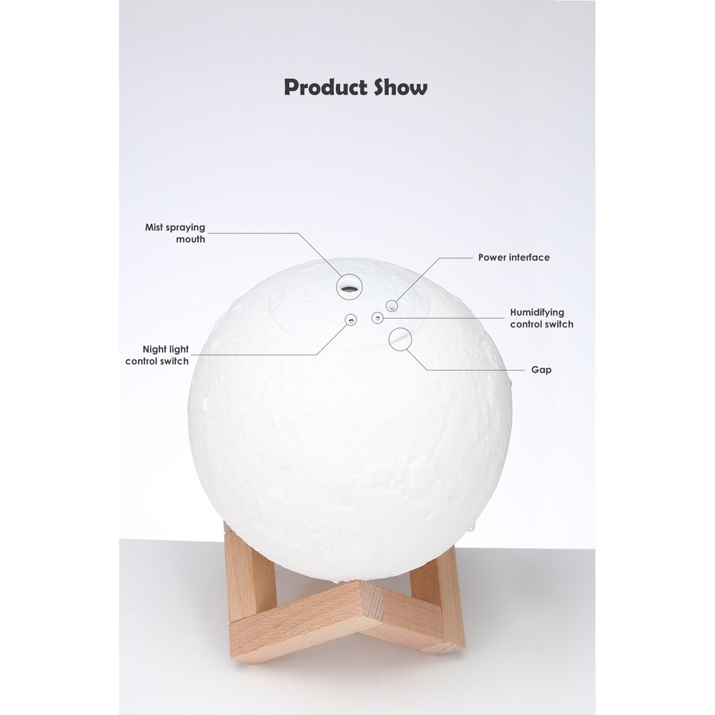 Moon Lamp Humidifier - 880ml Water Tank with Changing LED Night Light