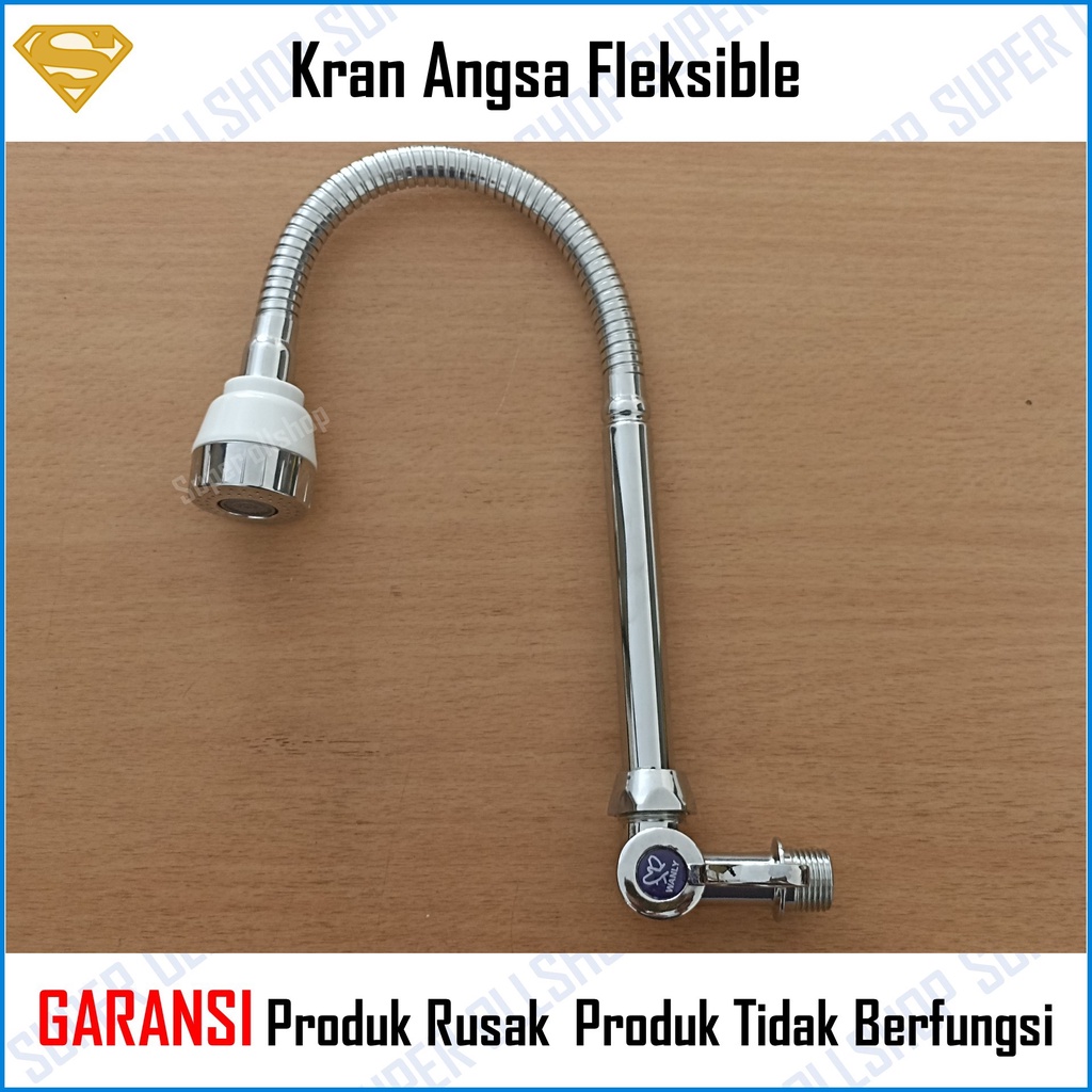 Kran Angsa Cuci Piring / Keran Shower Wastafel Leher Angsa Fleksibel Flexible 1/2 Inch Chrome / Kran Wastavel Bak Cuci Piring Pleksibel Tembok