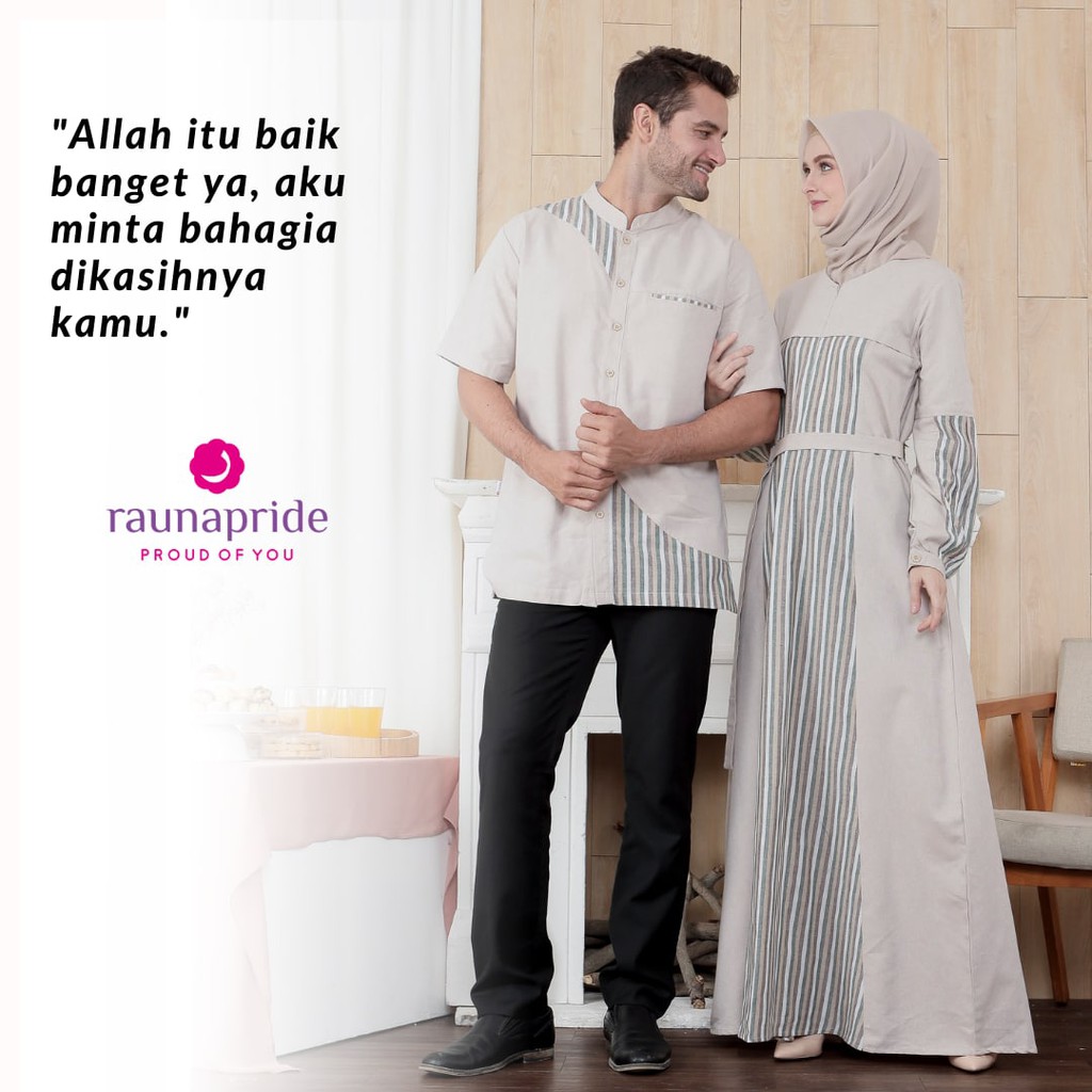 baju couple rauna rk kk 326 / 327 gamis dewasa / koko dewasa / sarimbit ibu dan bapak / couple terba