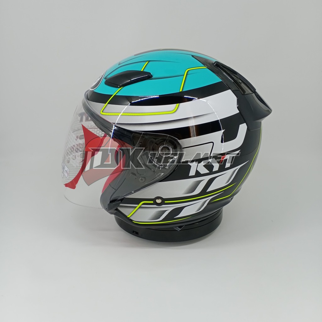 Helm KYT DJ Maru Seri 13 Black Blue Blueis Yellow Green White Half Face Biru Muda Putih