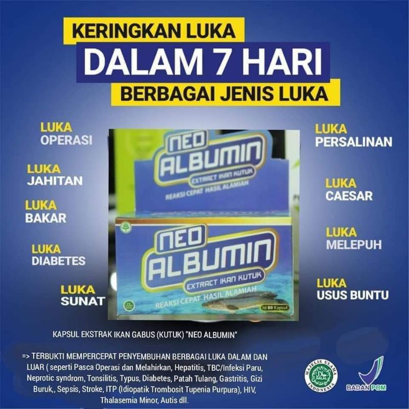 [BISA COD] KAPSUL EKSTRAK IKAN KUTUK [GABUS] "NEO ALBUMIN" TERBUKTI MEMPERCEPAT PENYEMBUHAN BERBAGAI