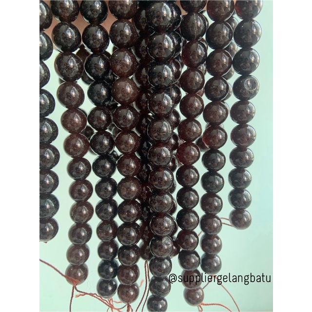 BROWN JADE 12mm JADE COKLAT serat merah aksesoris bracelet necklackle