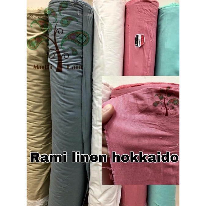 bahan kain rami linen hokaido polos meteran / grosir quality premium
