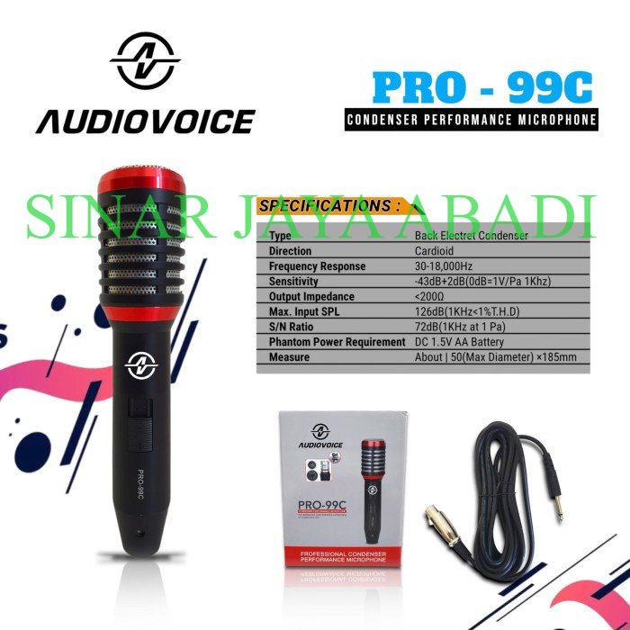 Promo MIC KABEL KONDENSOR CARDIOID PRO 99C MIC CONDENSOR PRO 99C AUDIOVOICE MIC REKAMAN