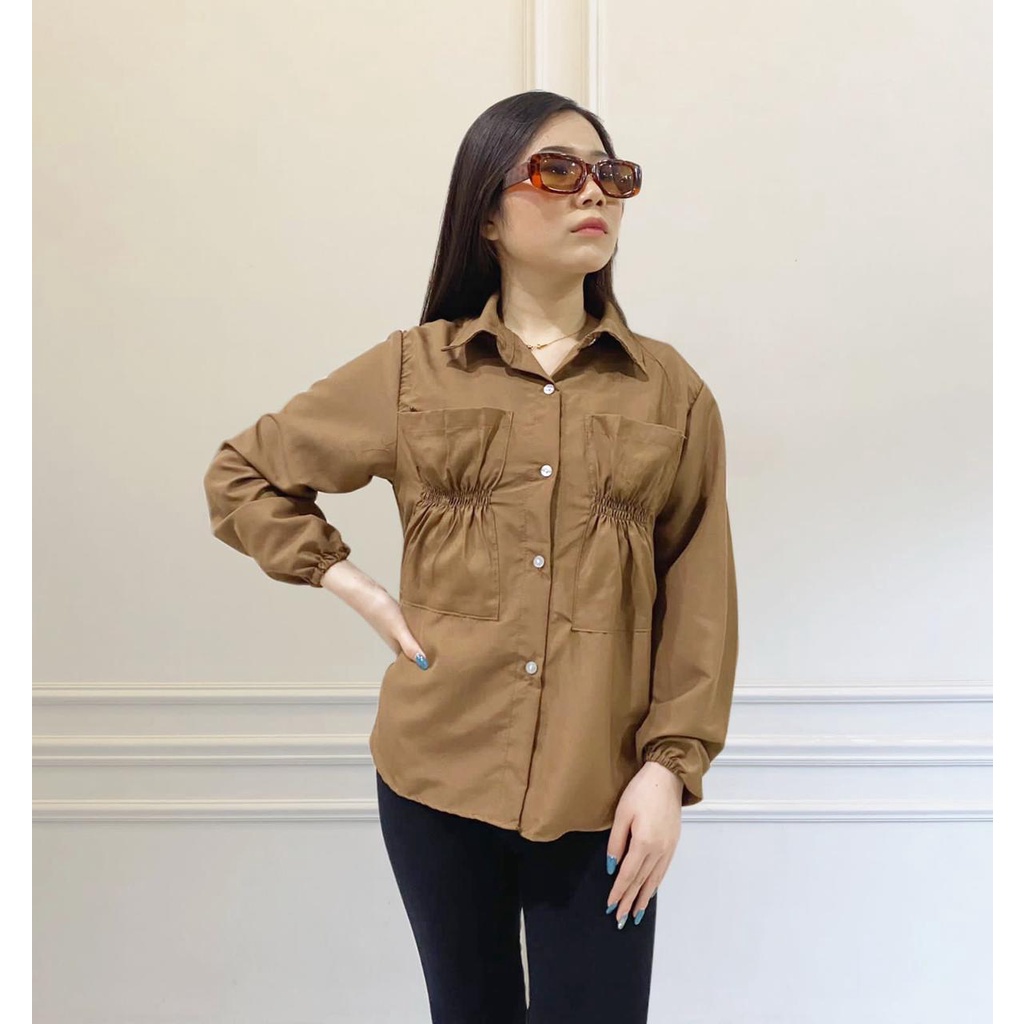 RD FASHION CANTIKA BLOUSE / KELSIE / KEMEJA KATUN POPLIN POCKET / ATASAN BAJU WANITA / BLOUSE WANITA