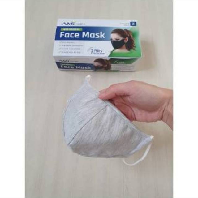 Masker Kain Premium Anti Microbial AmiHealth 3 Plies Protection Earloop Original