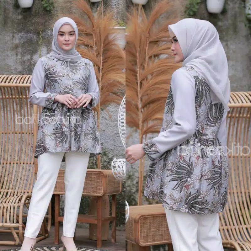 tey-17 Batik wanita ASJ SA HRB026 Kenongo Kemeja Tosca Pendek-16