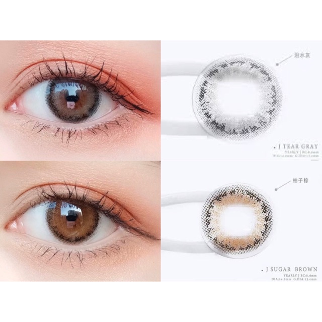 Idol J tear gray &amp; sugar brown softlens original korea