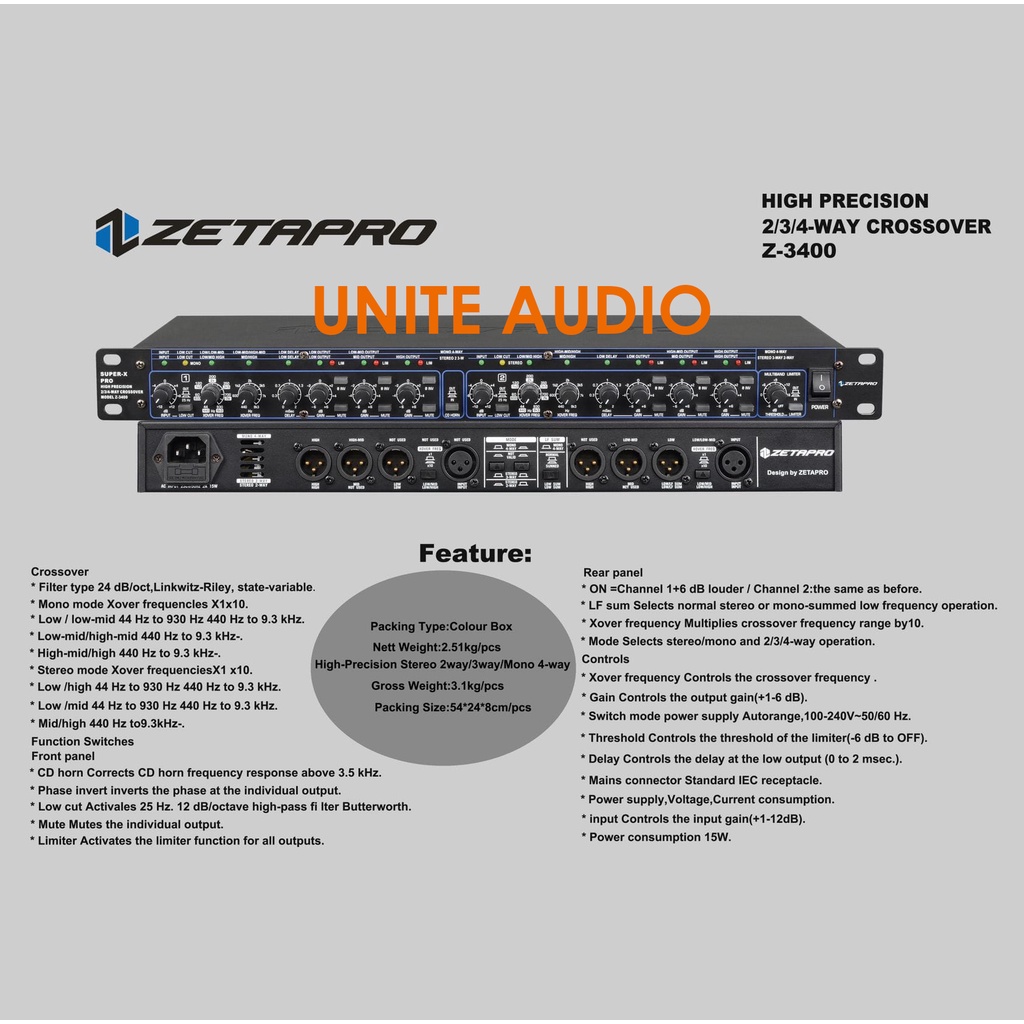 Crossover ZETAPRO Z-3400 Z3400 Crossover Z 3400 Original 2/3/4-WAY