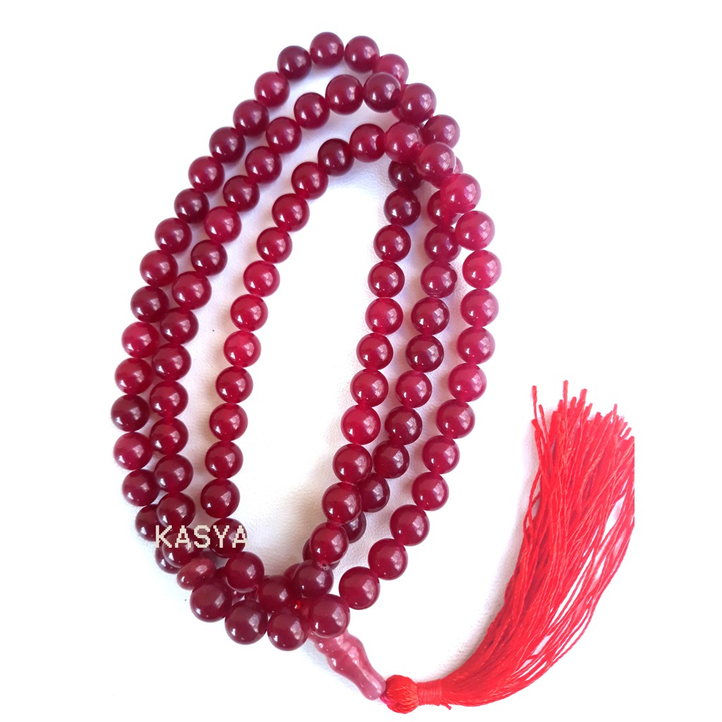 Tasbih batu natural giok merah 99 - original red jade