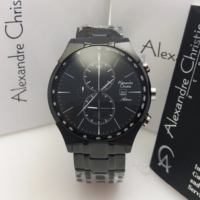Jam Tangan Pria Alexandre Christie AC 6467 Black Silver Original Garansi Resmi 1 Tahun