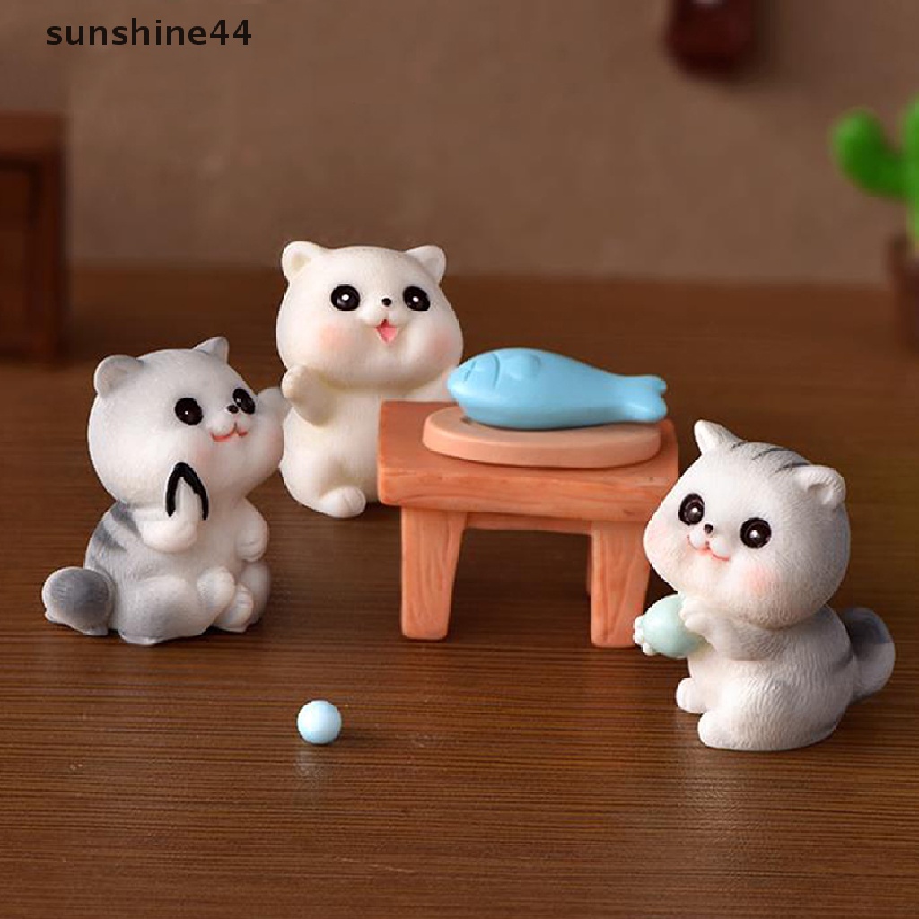 Sunshine 1Pc Miniatur Kucing Nakal Bahan Resin Untuk Dekorasi Rumah / Taman