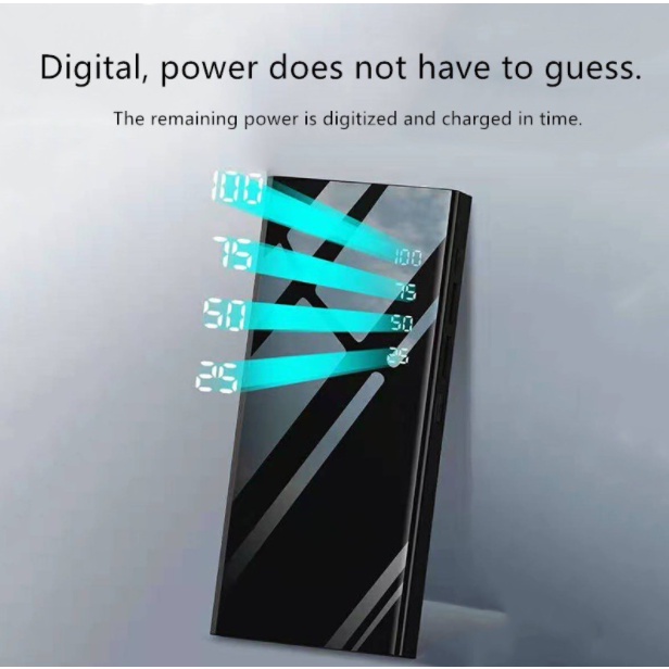 Powerbank 50000 mAh 4 Cables Full Capacity Mini Powerbank Dual USB Portable Fast Charging Digital Display Power Bank Slim Battery