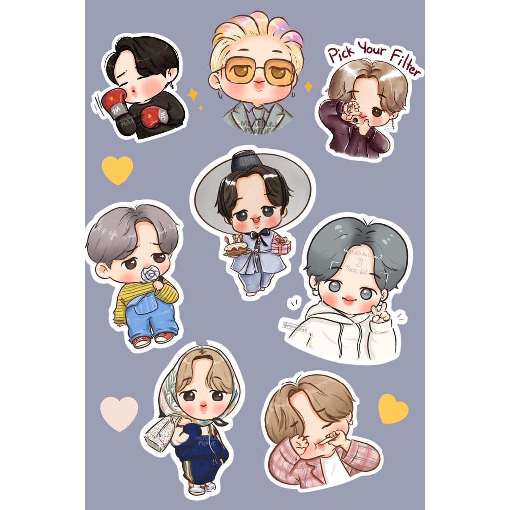 

BTS CHIBI CUTE sticker pack stiker aesthetic journaling Taehyung Jungkook Butter kpop