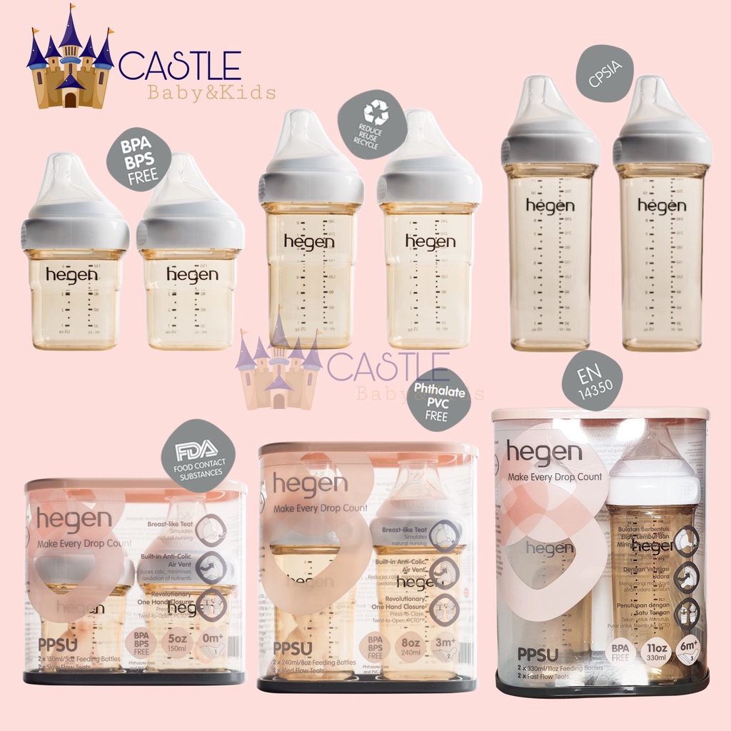 Hegen PCTO™ Feeding Bottles - Botol Susu Hegen PPSU - Breast Milk Storage HEGEN - DRINKING BOTTLE - STRAW CUP - Botol Susu 150ml / 240ml / 330ml - Single Pack / Double pack