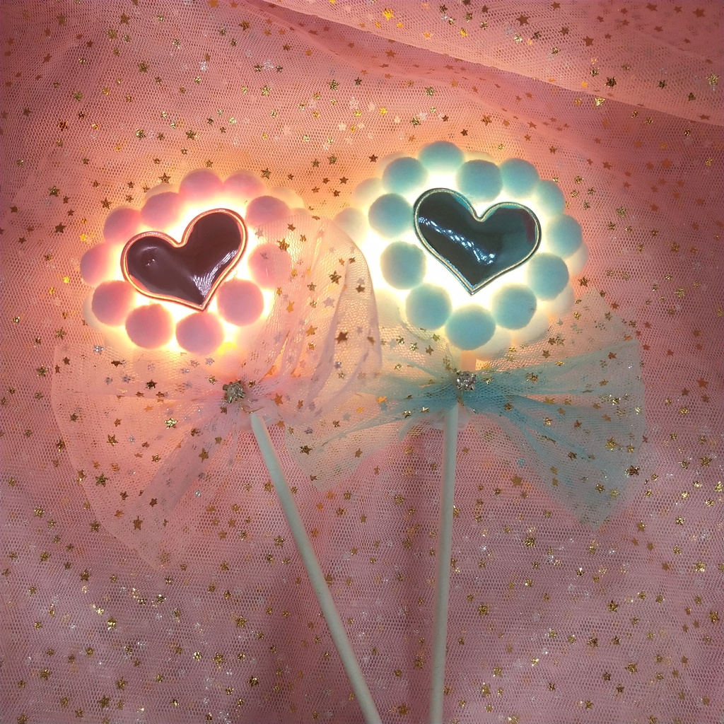 Topper Pom Love Lampu Kelap Kelip / Topper Ulang Tahun / Love Pom