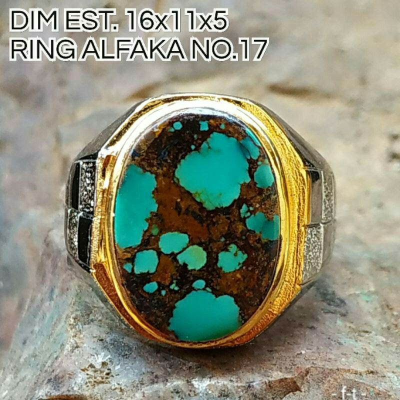 CINCIN BATU PIRUS PERSIA NATURAL LAWASAN SERAT EMAS