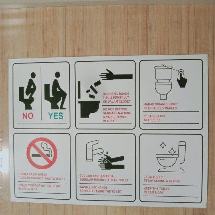 

Sign stiker tata cara penggunaan toilet / sticker cara pakai toilet 40 cm x 30 cm