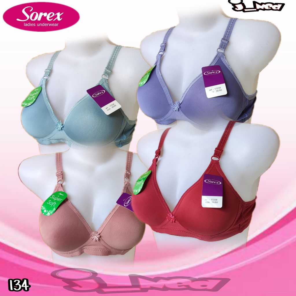 J134 - BRA WANITA SOREX  BUSA TANPA KAWAT CUP KECIL/A SIZE 34 - 40